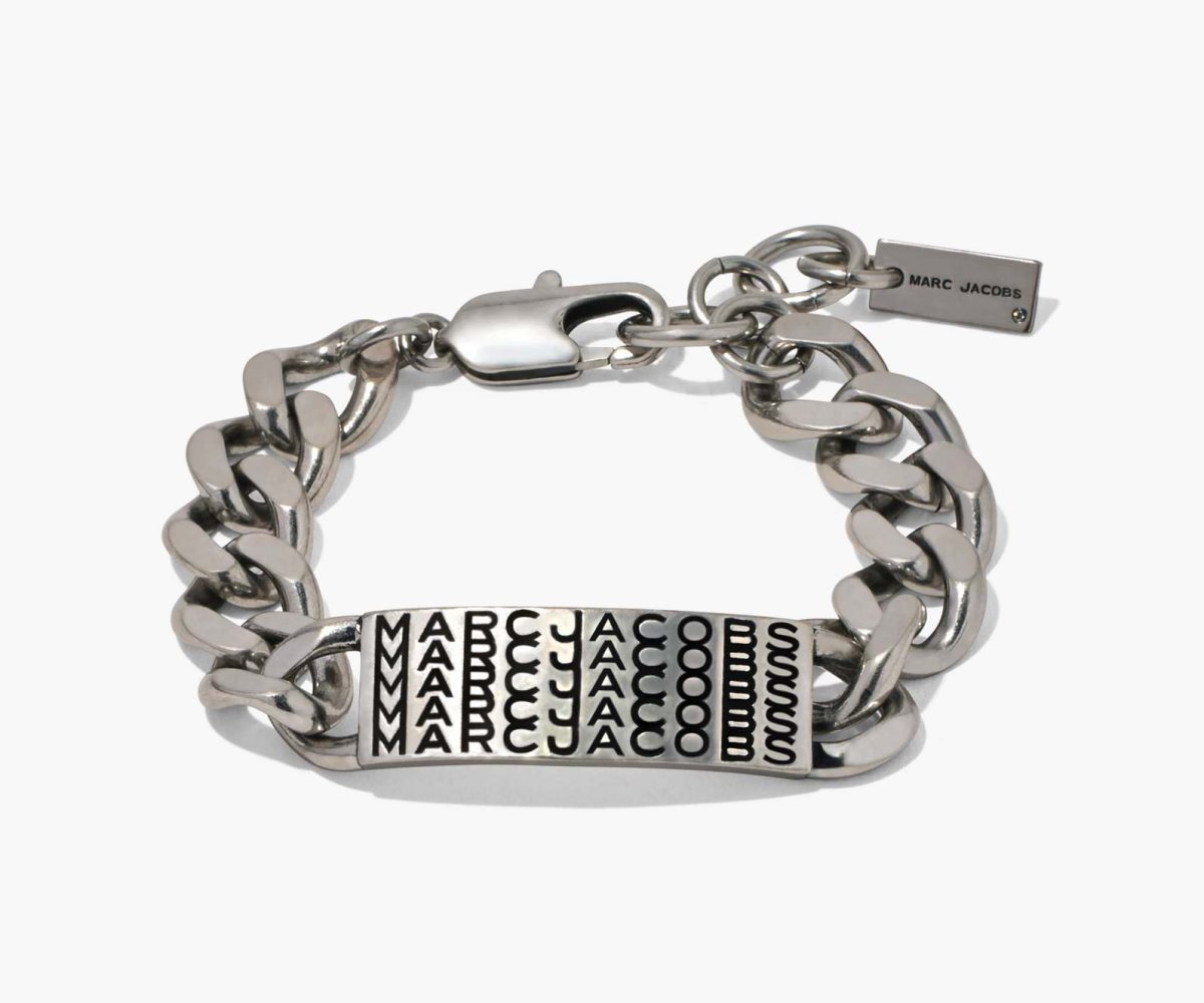 Marc Jacobs Barcode Monogram ID Chain Bracelet Aged Silver | 9483RTIKN