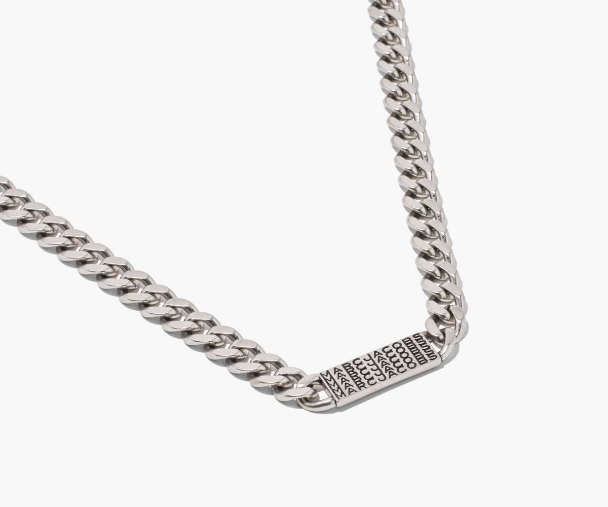 Marc Jacobs Barcode Monogram ID Chain Necklace Aged Silver | 3918AEXTY