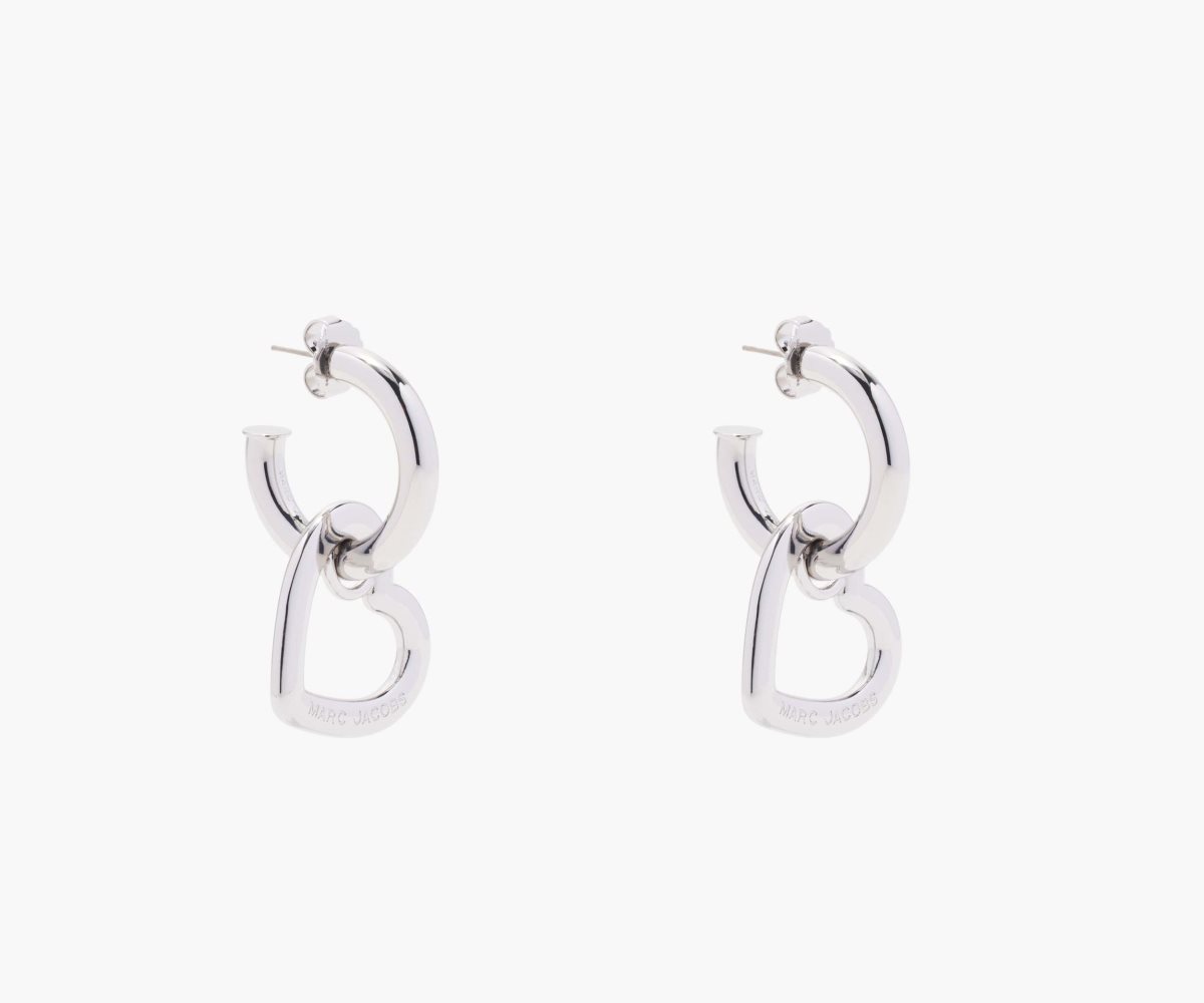 Marc Jacobs Charmed Double Heart Hoops Crystal/Silver | 5943GBXUF