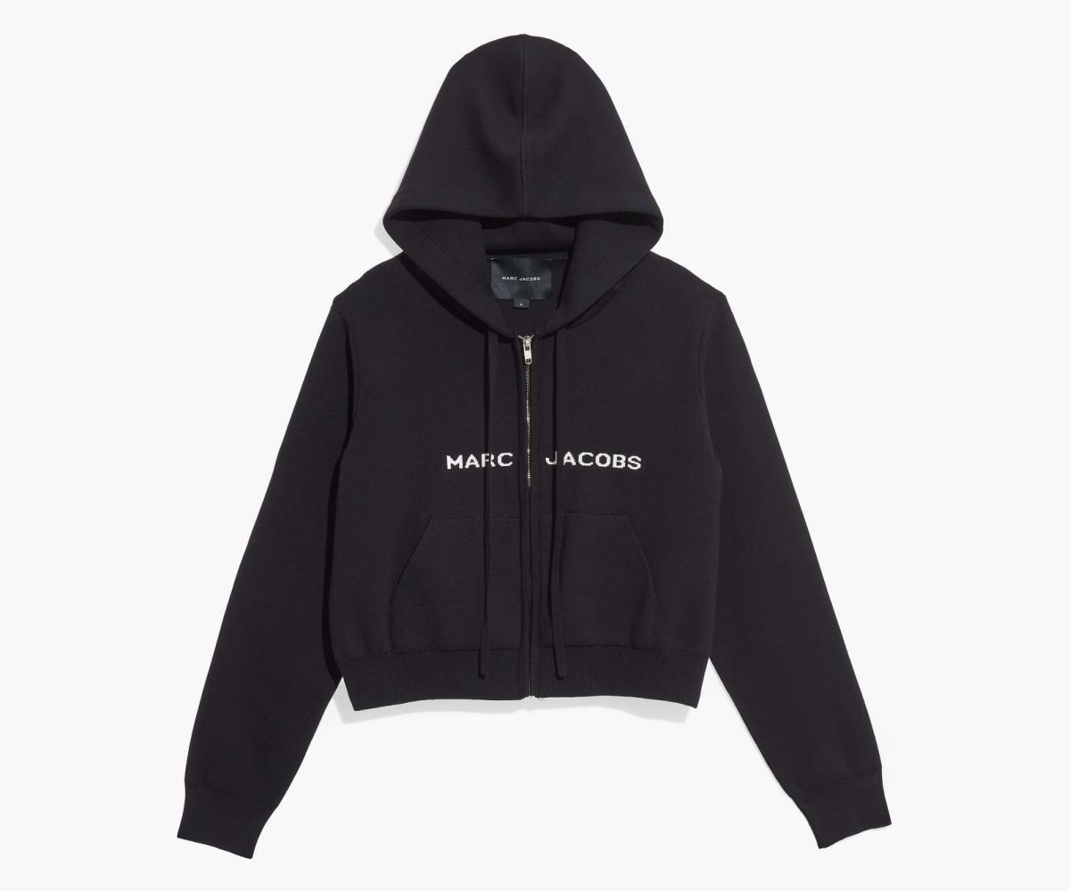 Marc Jacobs Cropped Zip Hoodie Black | 4327TNBAR