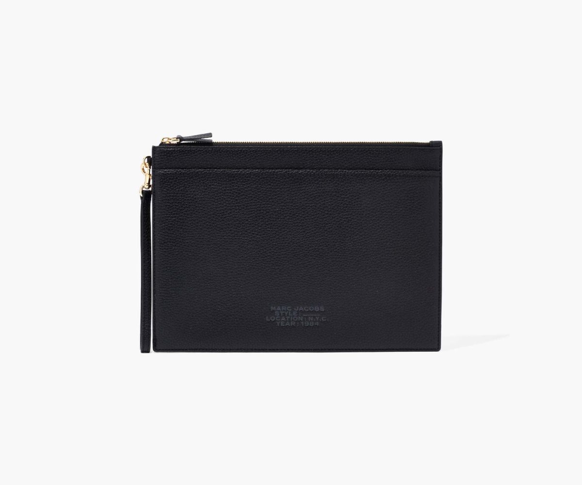 Marc Jacobs Large Leather Wristlet Black | 4263HQCAY