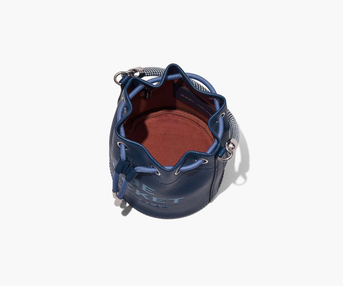 Marc Jacobs Leather Bucket Bag Blue Sea | 3568RYFJX