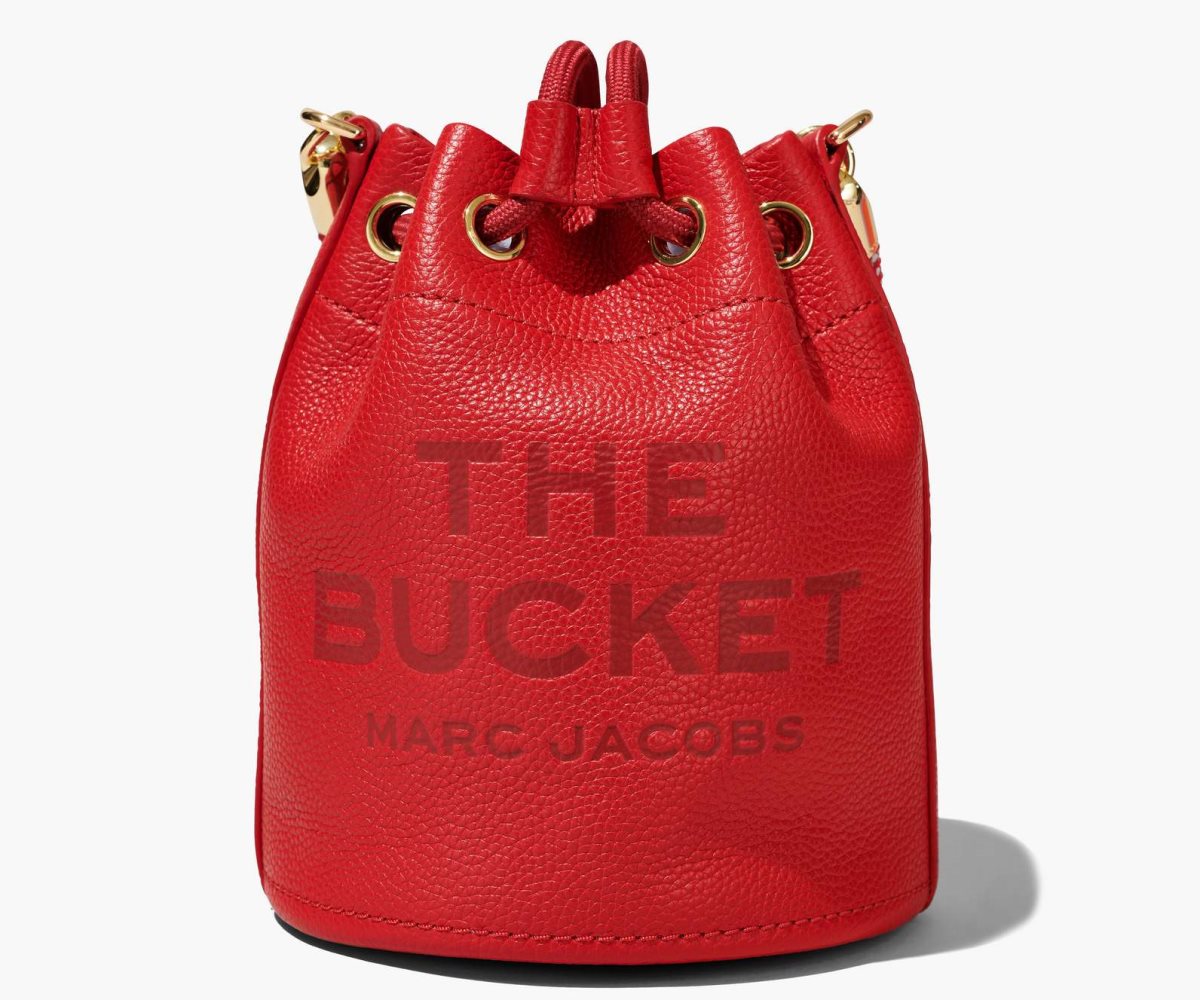 Marc Jacobs Leather Bucket Bag True Red | 0236IRACN