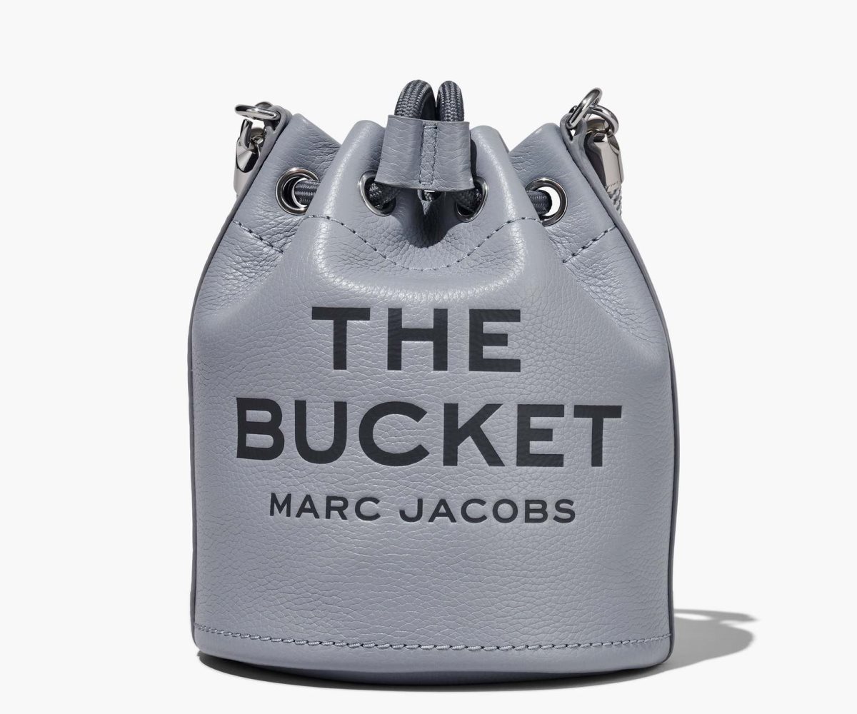 Marc Jacobs Leather Bucket Bag Wolf Grey | 7084RLXZI