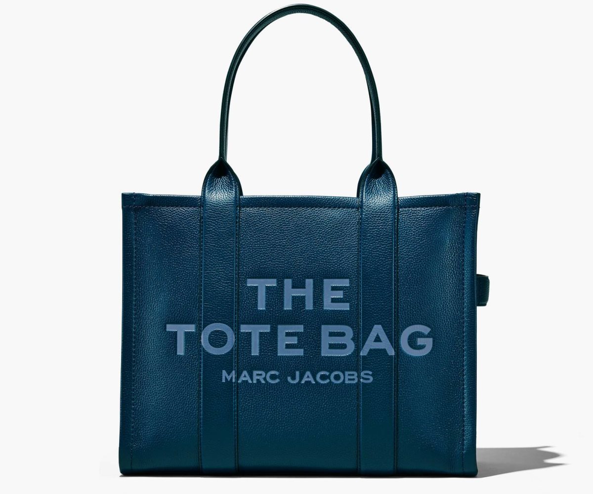 Marc Jacobs Leather Large Tote Bag Blue Sea | 9357EWJUD