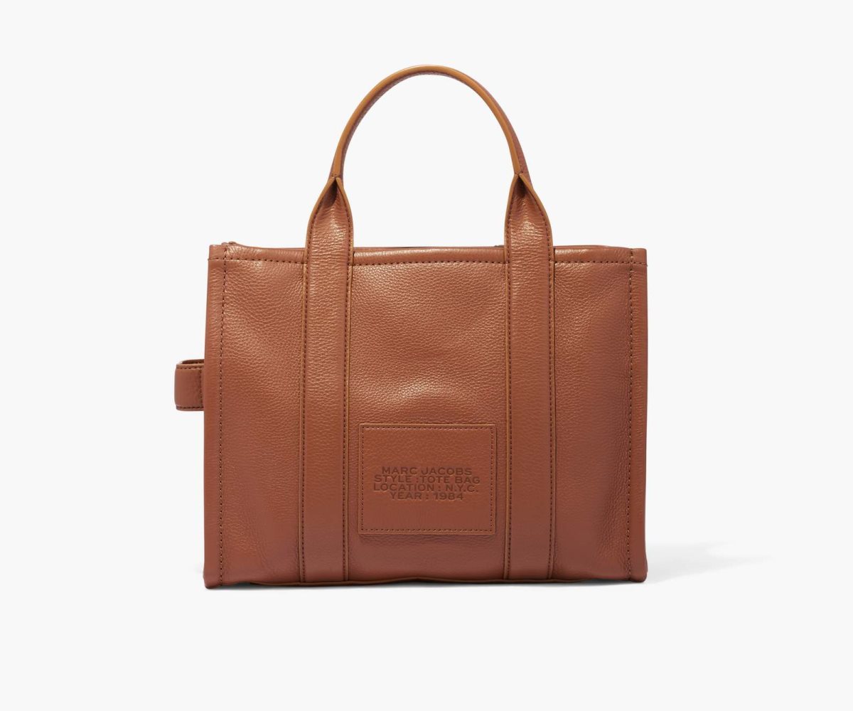 Marc Jacobs Leather Medium Tote Bag Argan Oil | 8142QGBSZ