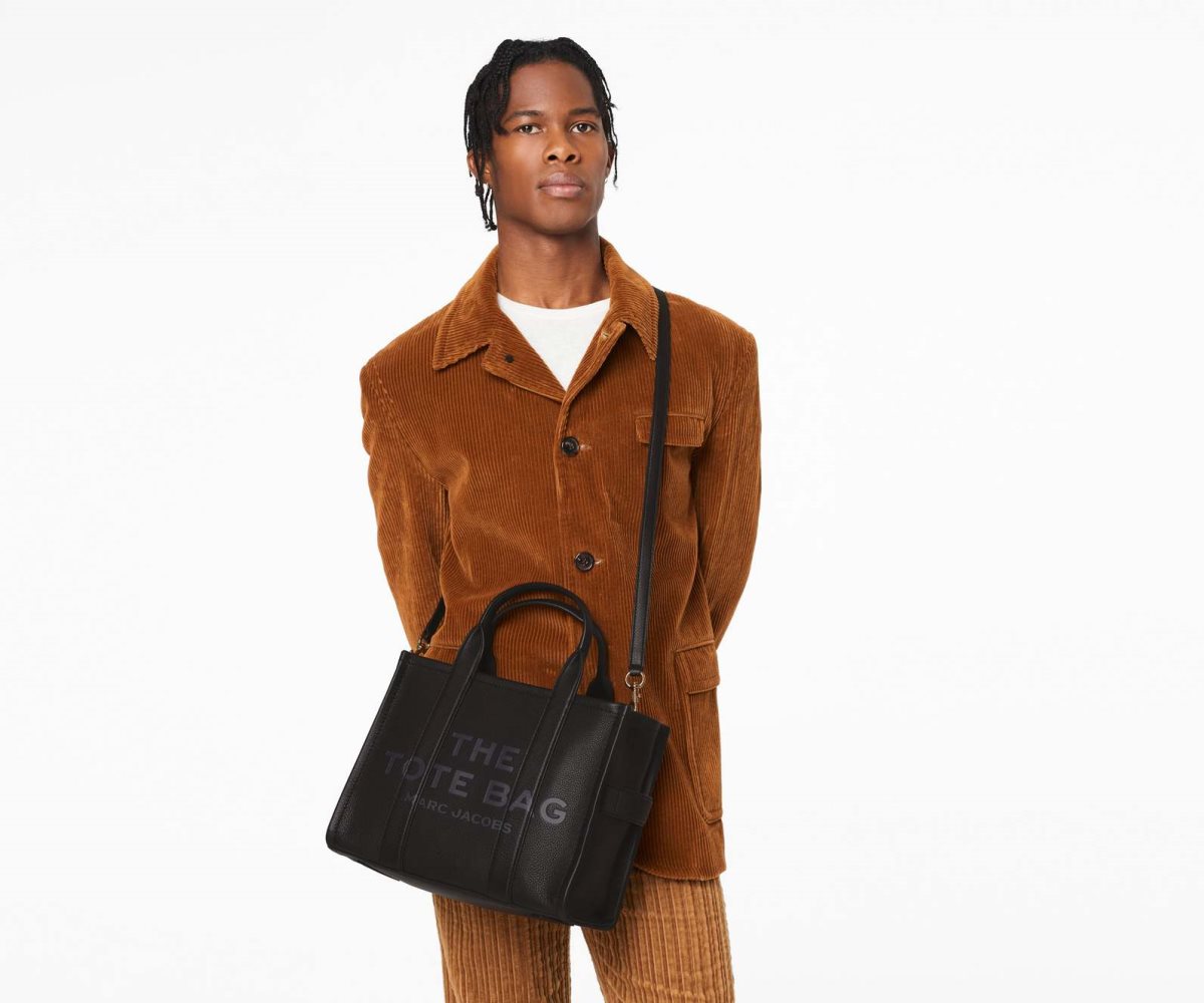 Marc Jacobs Leather Medium Tote Bag Black | 9367IZRMH