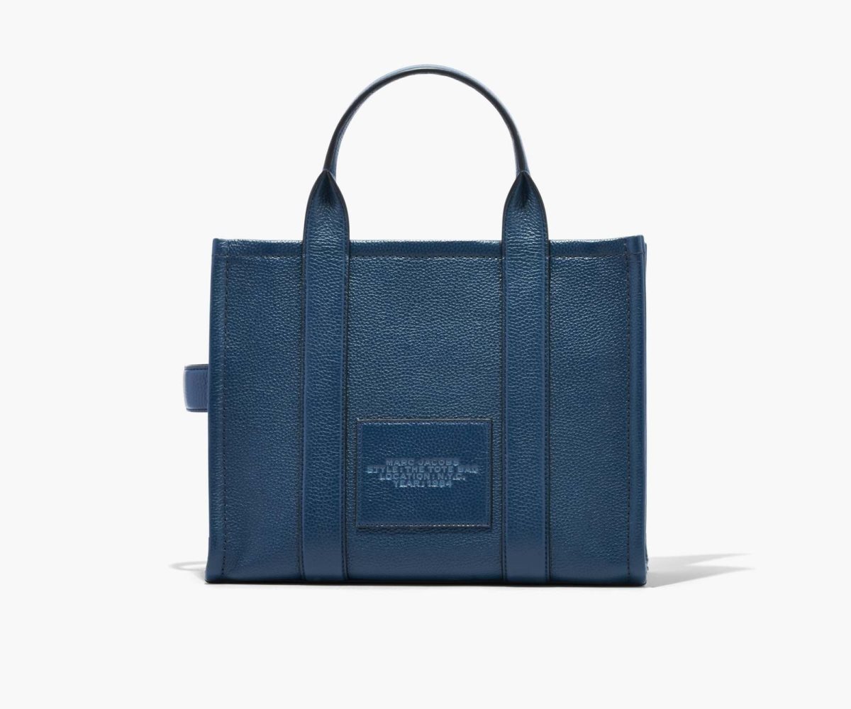 Marc Jacobs Leather Medium Tote Bag Blue Sea | 1826DXJTH