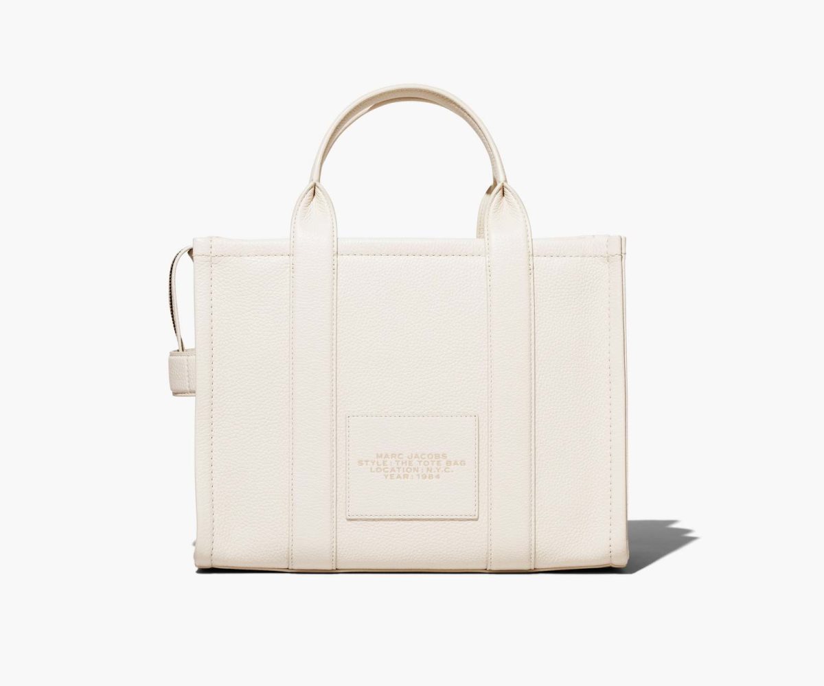 Marc Jacobs Leather Medium Tote Bag Cotton/Silver | 6314FXHZL