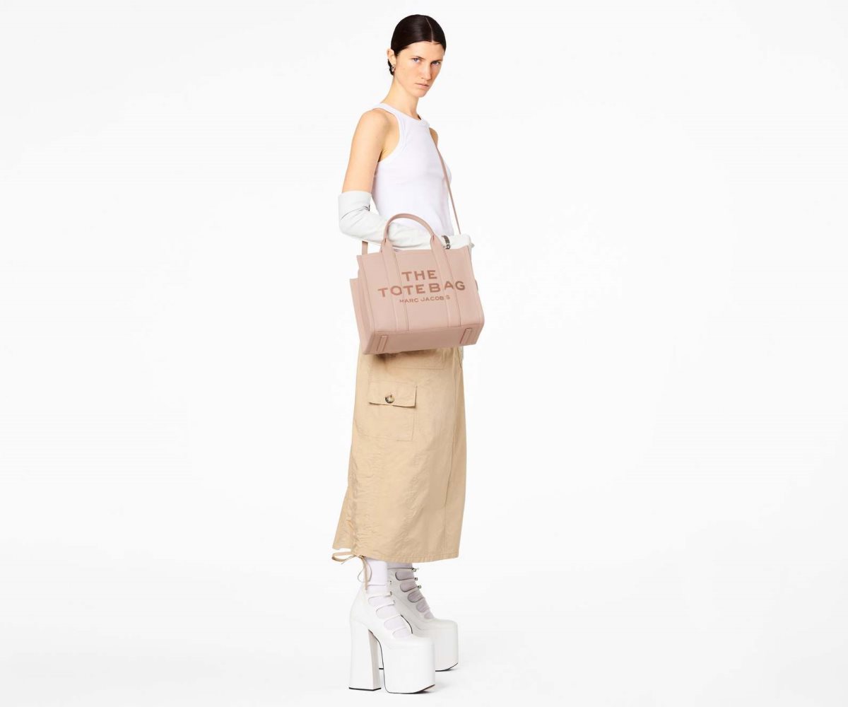Marc Jacobs Leather Medium Tote Bag Rose | 7325DNCYO