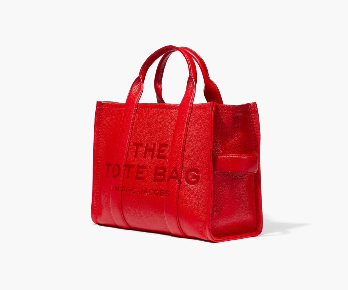 Marc Jacobs Leather Medium Tote Bag True Red | 0475KBIYM