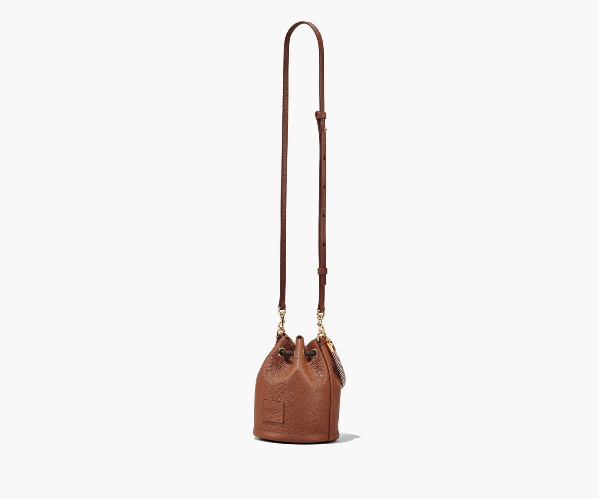 Marc Jacobs Leather Micro Bucket Bag Argan Oil | 8376ZDPWG