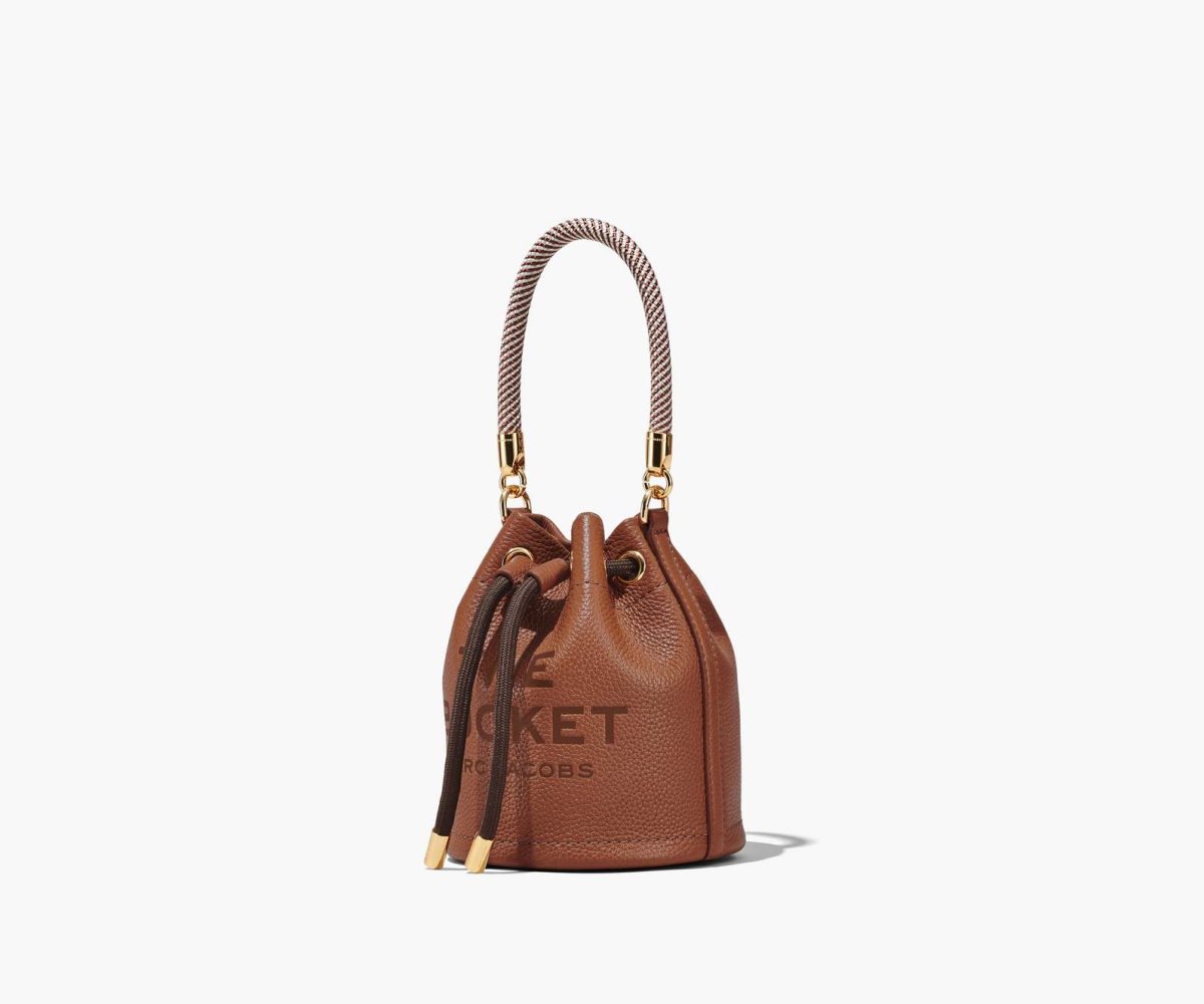 Marc Jacobs Leather Micro Bucket Bag Argan Oil | 8376ZDPWG