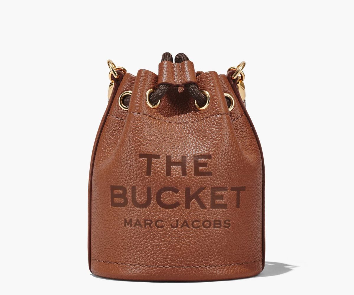 Marc Jacobs Leather Micro Bucket Bag Argan Oil | 8376ZDPWG