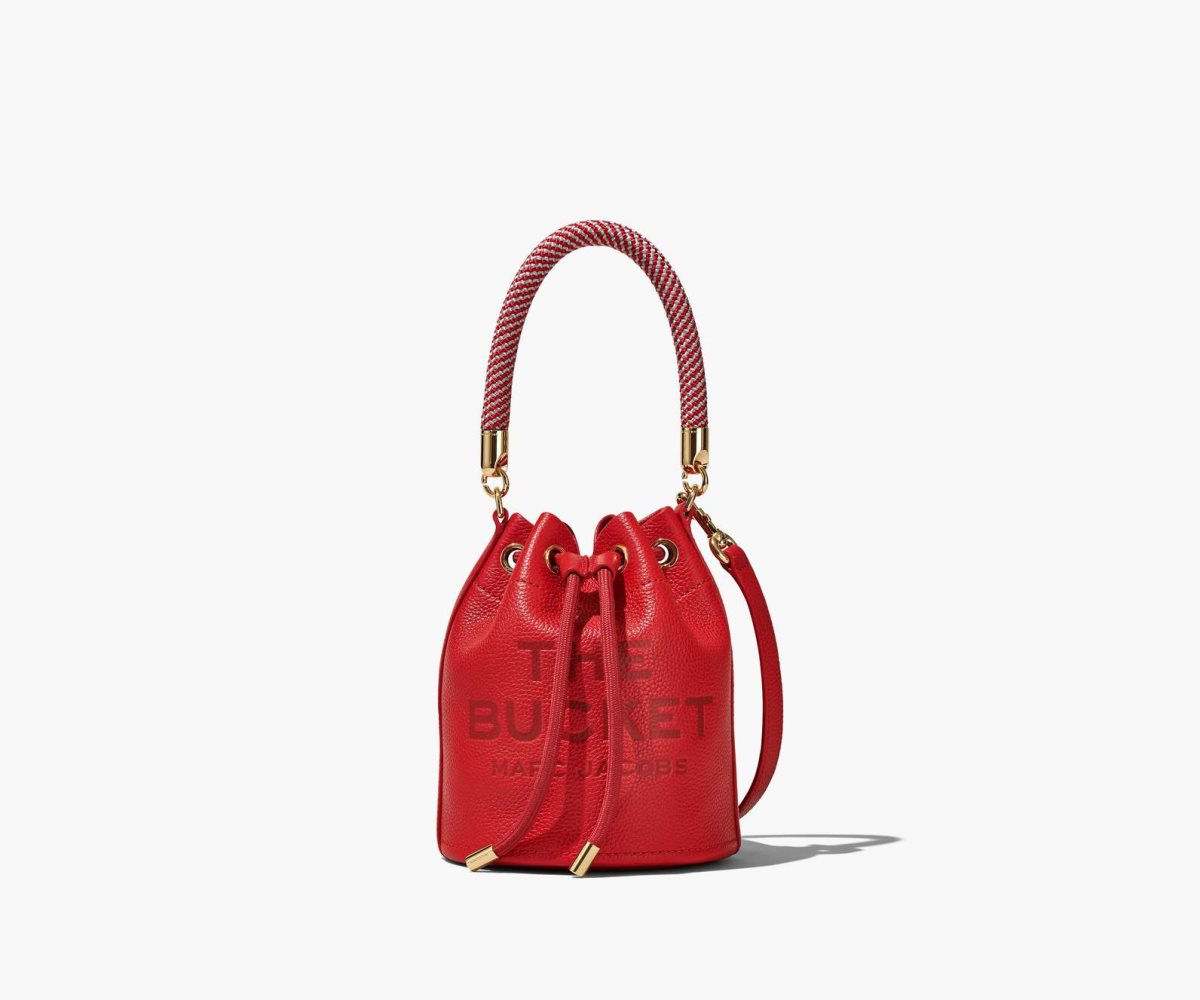 Marc Jacobs Leather Micro Bucket Bag True Red | 8492TQISN