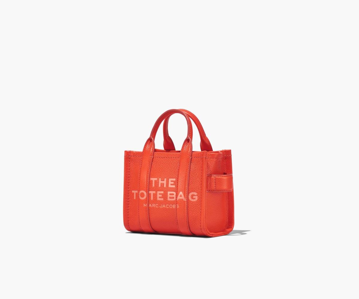 Marc Jacobs Leather Micro Tote Bag Electric Orange | 5821DEMSN