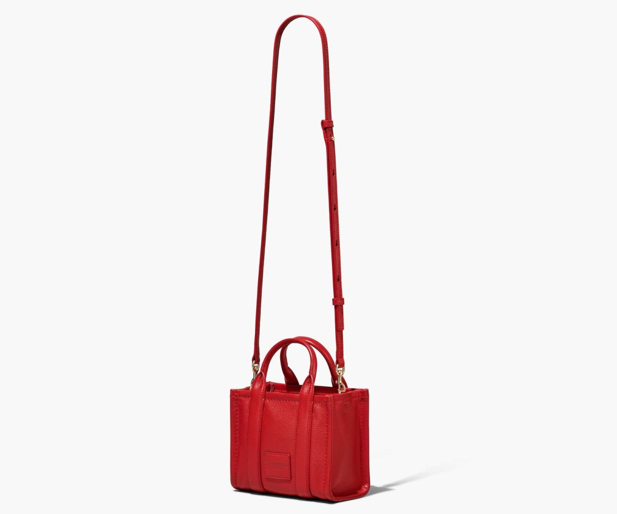Marc Jacobs Leather Micro Tote Bag True Red | 0987XRDHS