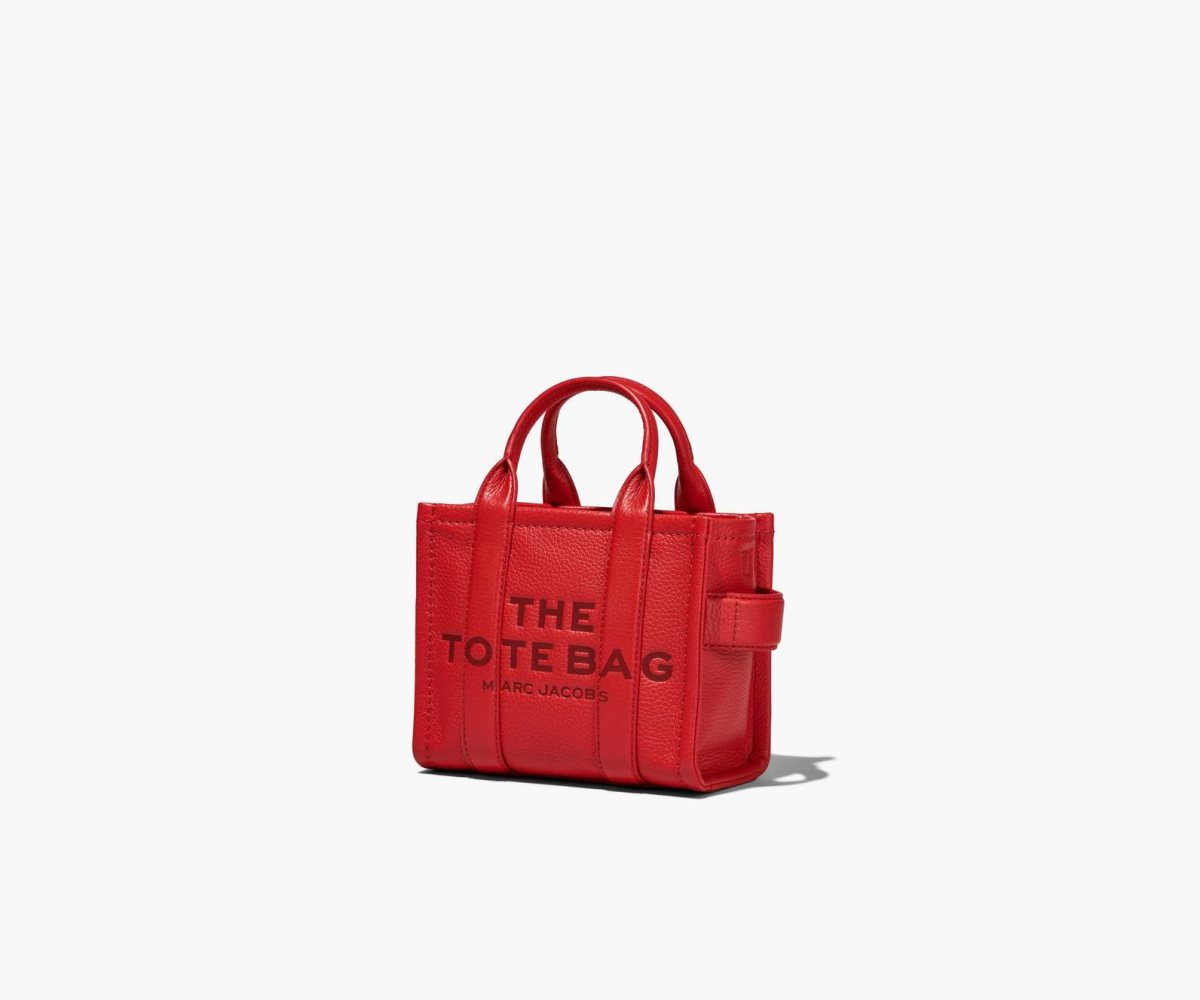 Marc Jacobs Leather Micro Tote Bag True Red | 0987XRDHS