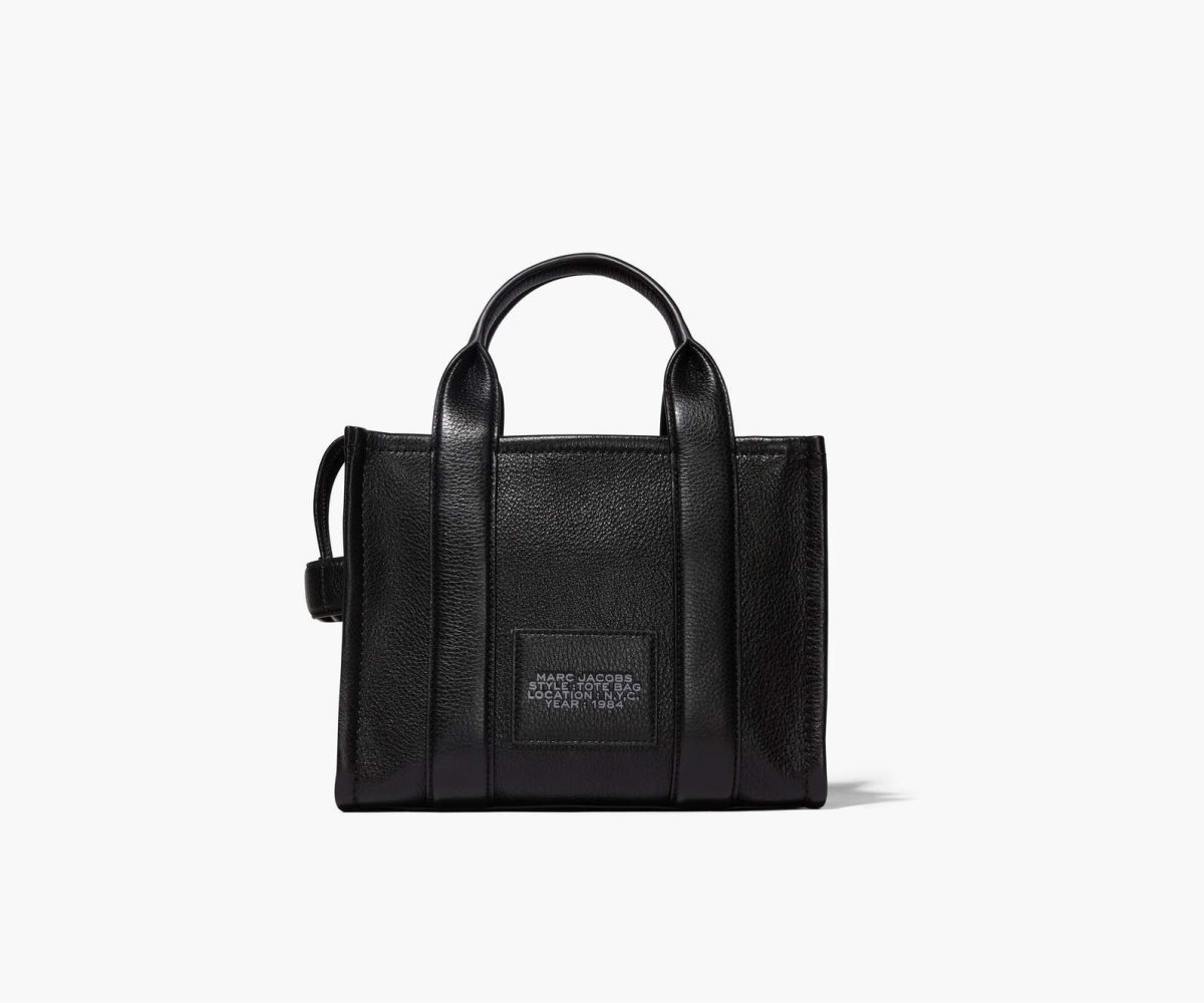 Marc Jacobs Leather Mini Tote Bag Black | 2683AYOPB