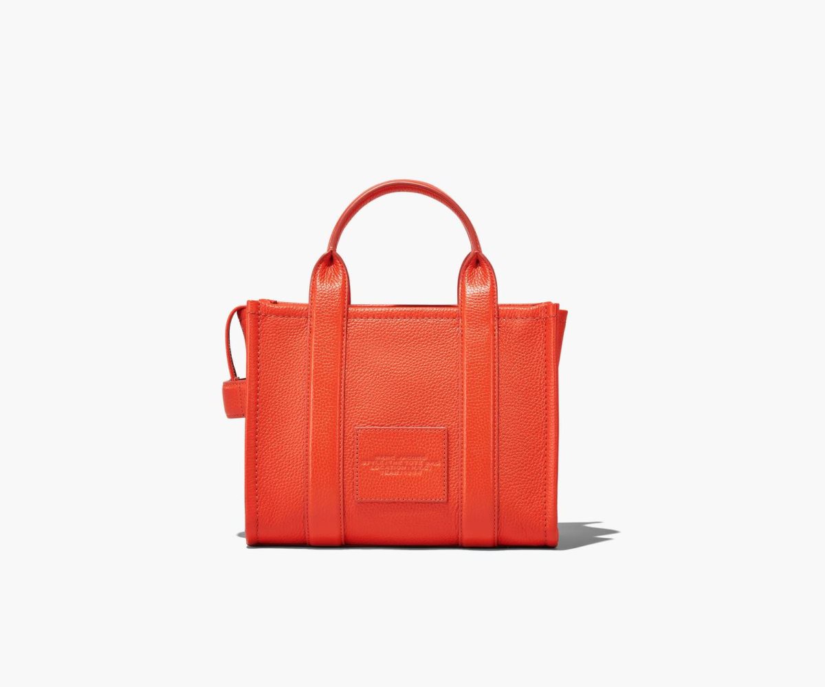 Marc Jacobs Leather Mini Tote Bag Electric Orange | 0275QUVPM