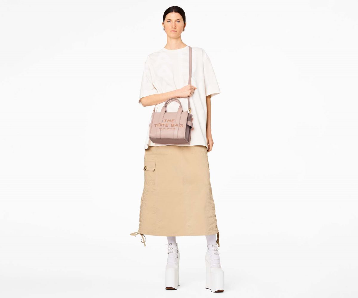 Marc Jacobs Leather Mini Tote Bag Rose | 6398SEBPN