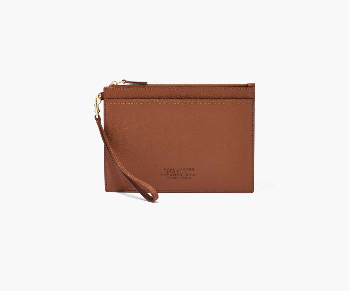 Marc Jacobs Leather Small Wristlet Argan Oil | 9063KLSAX