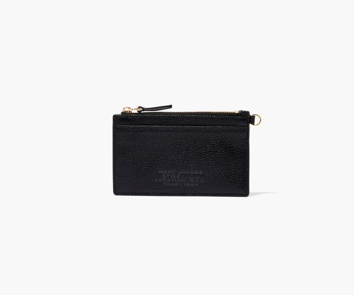 Marc Jacobs Leather Top Zip Wristlet Black | 4235RNXLA