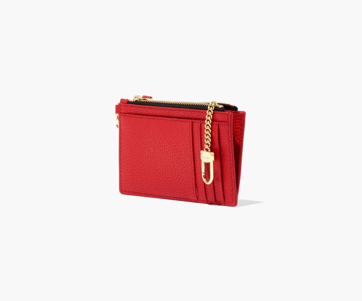 Marc Jacobs Leather Top Zip Wristlet True Red | 1349CWVPO