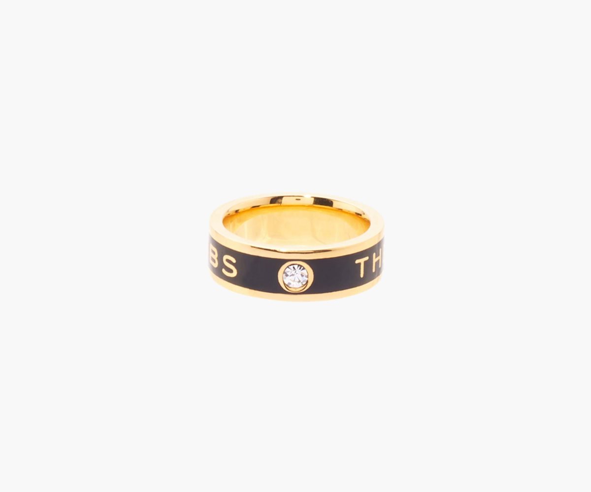 Marc Jacobs Medallion Ring Black/Gold | 6108DVWOK