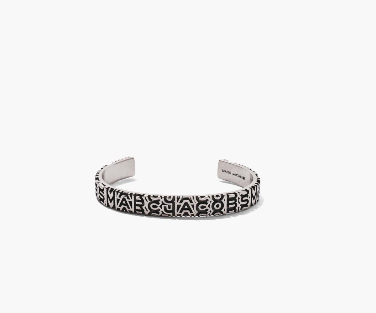 Marc Jacobs Monogram Engraved Bracelet Aged Silver | 6781DSPLJ