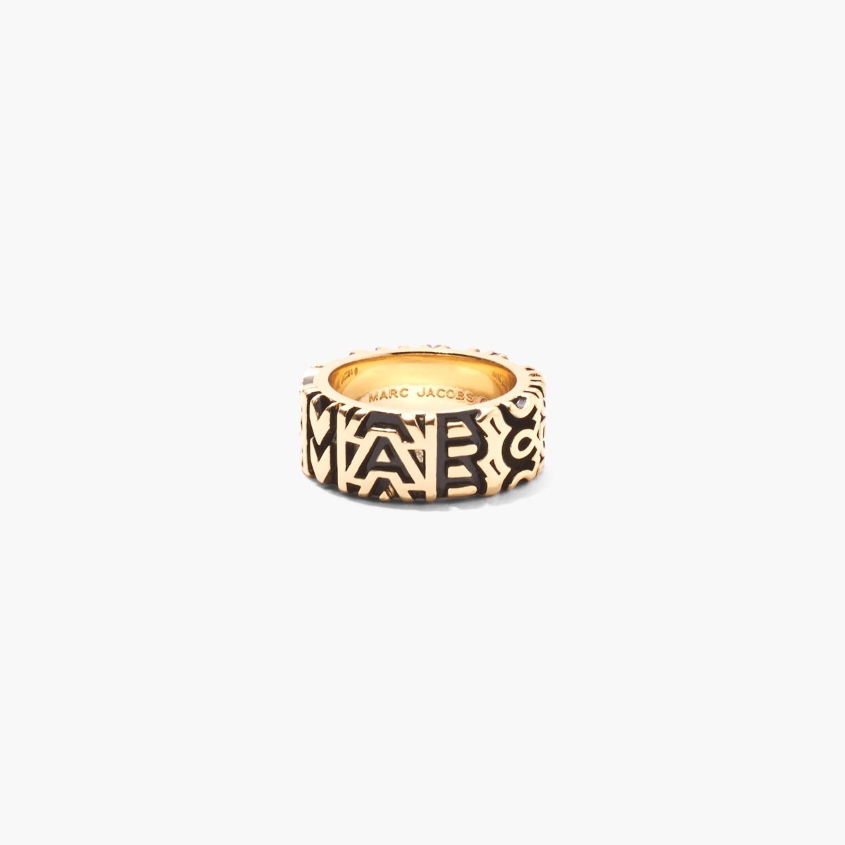 Marc Jacobs Monogram Engraved Ring Aged Gold | 8350VTJAC