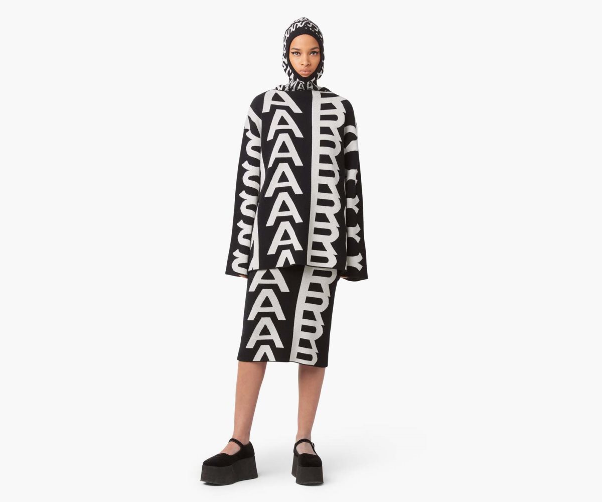 Marc Jacobs Monogram Knit Tube Skirt Black/Ivory | 3842ITPUR