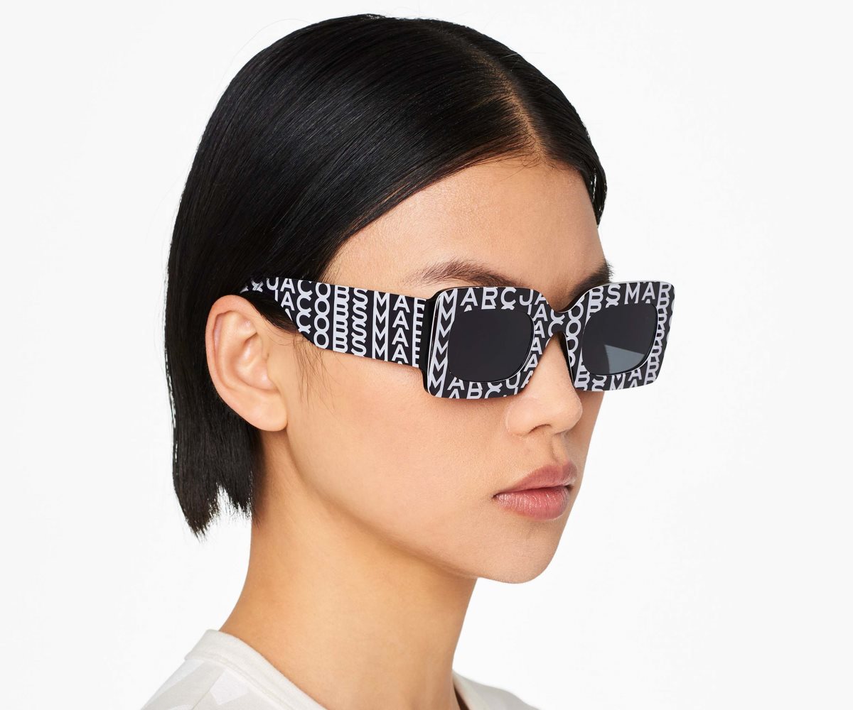 Marc Jacobs Monogram Rectangular Sunglasses Black/White | 6095HDNPB