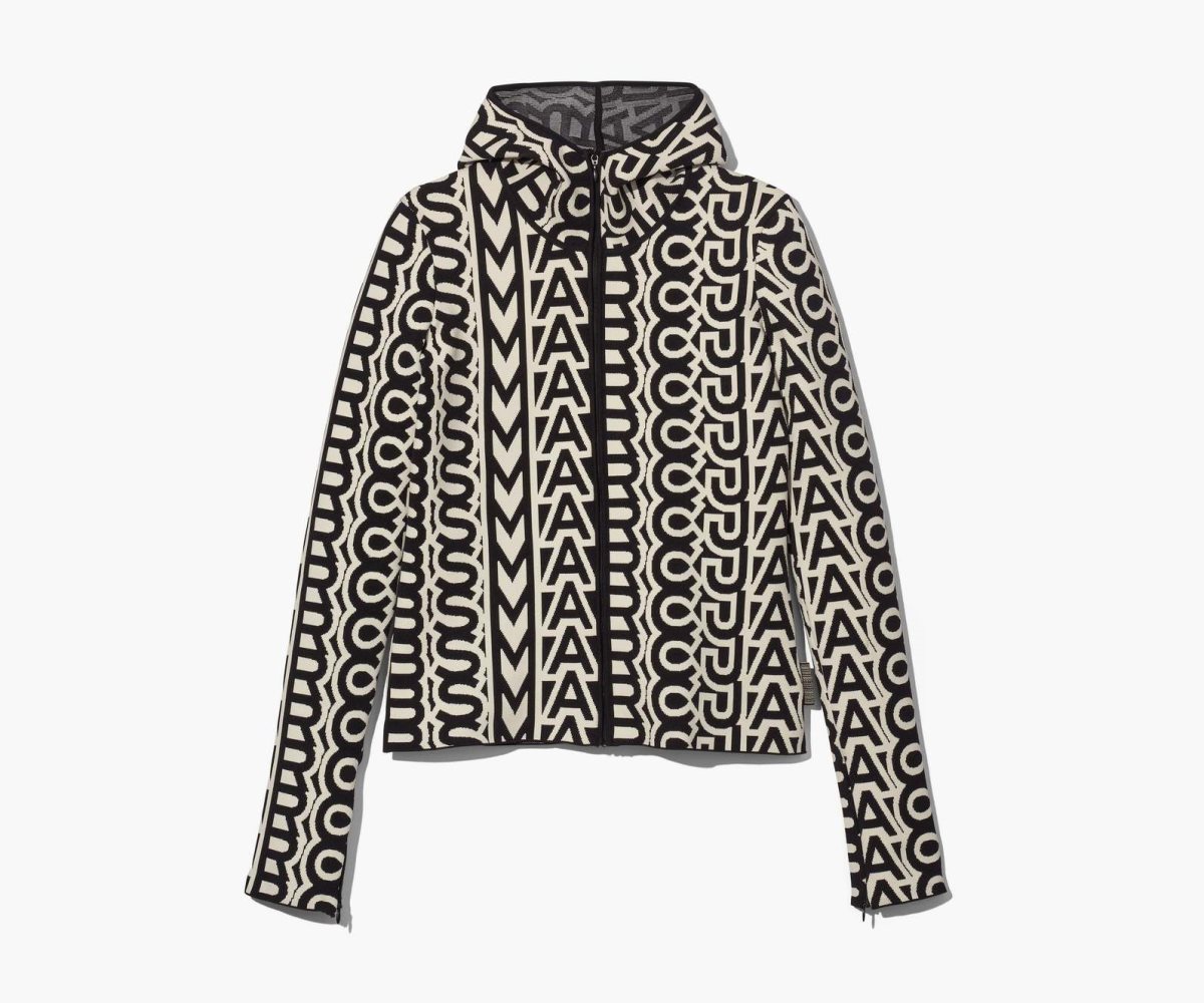 Marc Jacobs Monogram Scuba Zip Up Black/Ivory | 1824ZXPWH