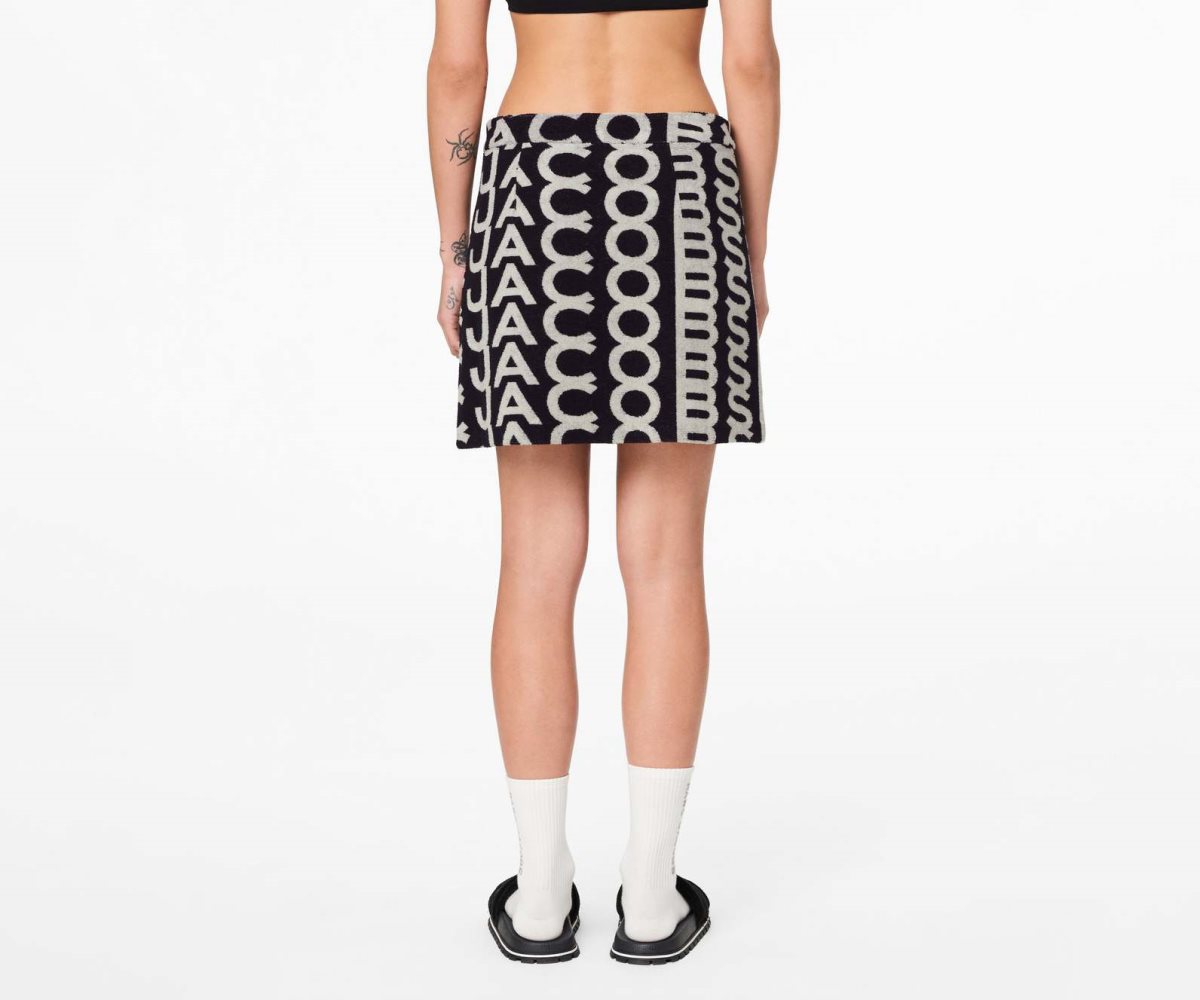 Marc Jacobs Monogram Terry Skirt Black/Ivory | 0126IOUED