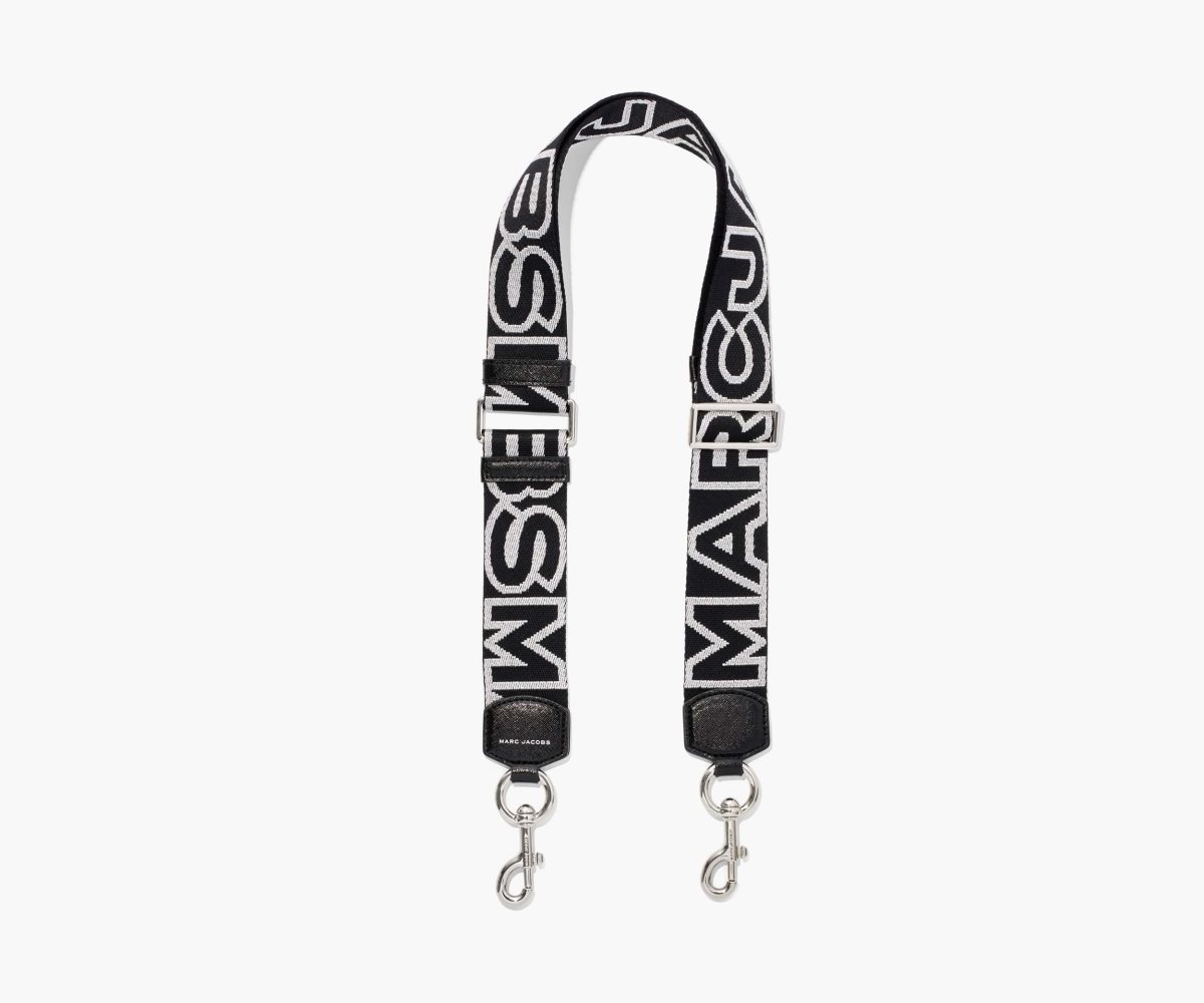 Marc Jacobs Outline Logo Webbing Strap Black/Silver | 0732FVWYL