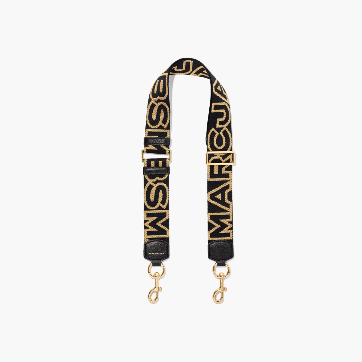 Marc Jacobs Outline Logo Webbing Strap Black/Gold | 9724KJGTW