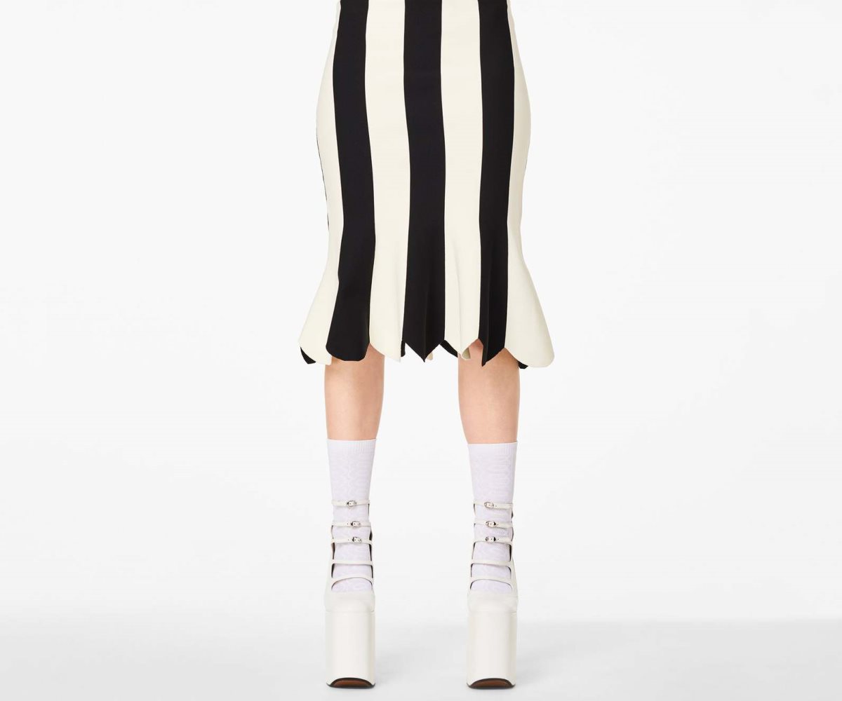 Marc Jacobs Scuba Stripe Skirt Black/Ivory | 7109YLFXB