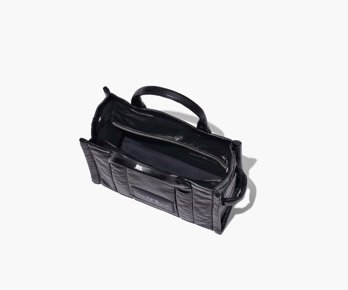Marc Jacobs Shiny Crinkle Medium Tote Bag Black | 9752UBIWH