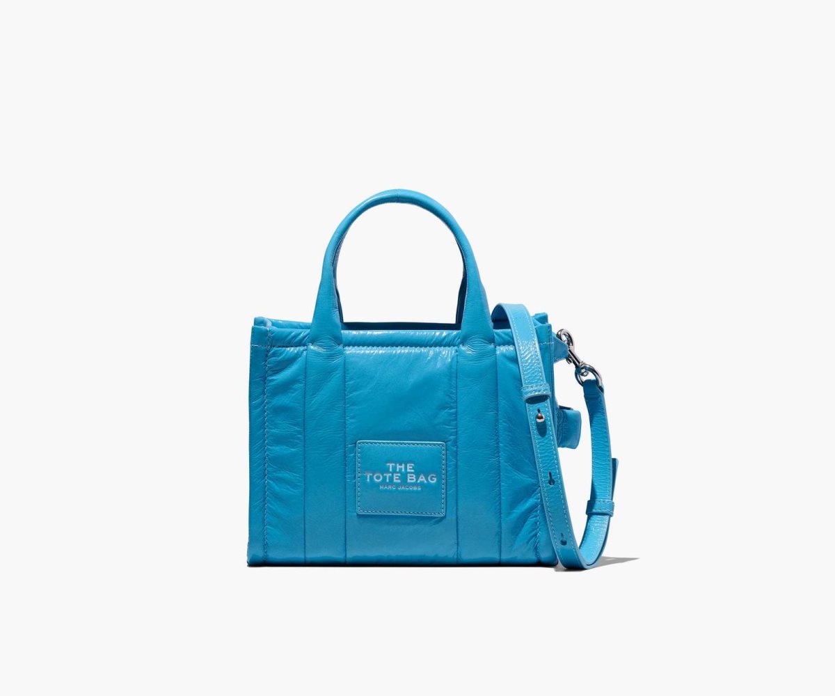 Marc Jacobs Shiny Crinkle Mini Tote Air Blue | 1436FQALY