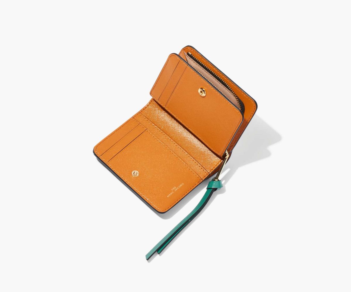 Marc Jacobs Snapshot Mini Compact Wallet Black/Honey Ginger Multi | 8964JCKQF