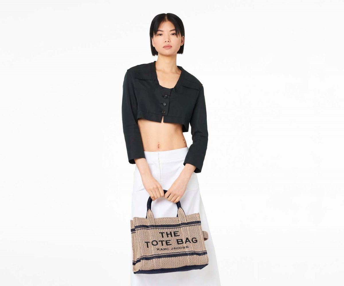 Marc Jacobs Straw Jacquard Medium Tote Bag Natural | 9241XBGVO