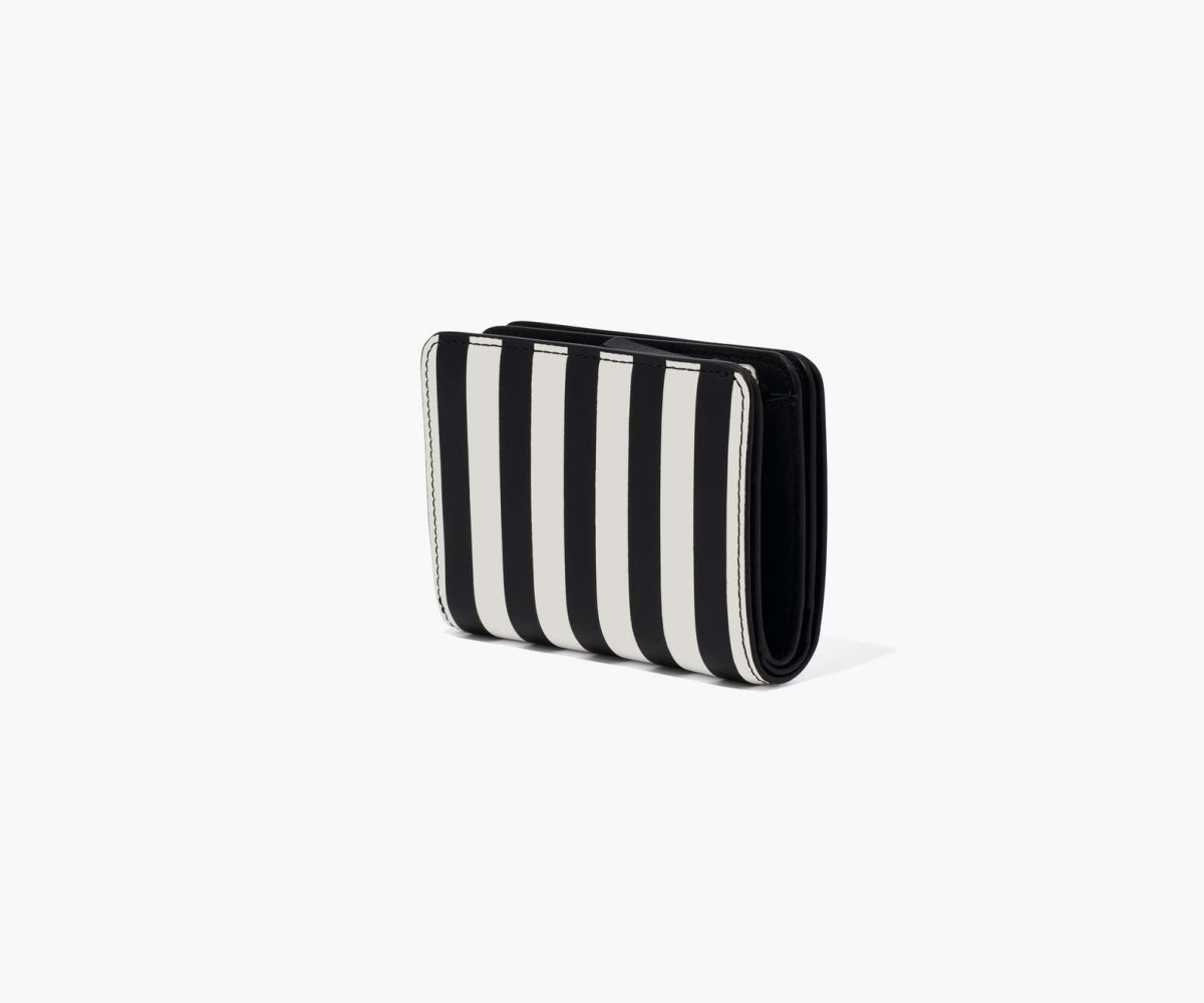 Marc Jacobs Striped J Marc Mini Compact Wallet Black/White | 9650HSUQX