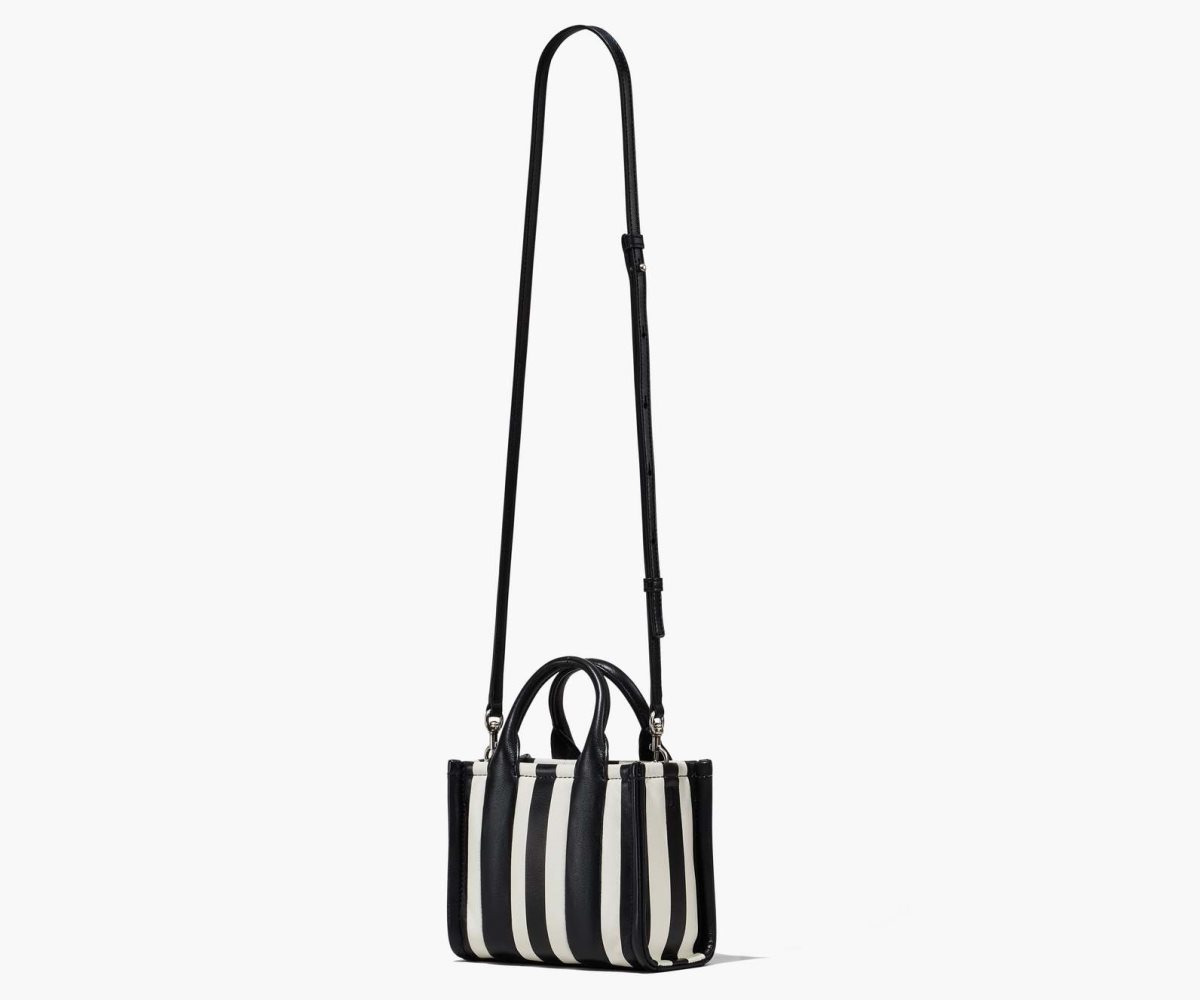 Marc Jacobs Striped Micro Tote Bag Black/White | 1724UDPQX