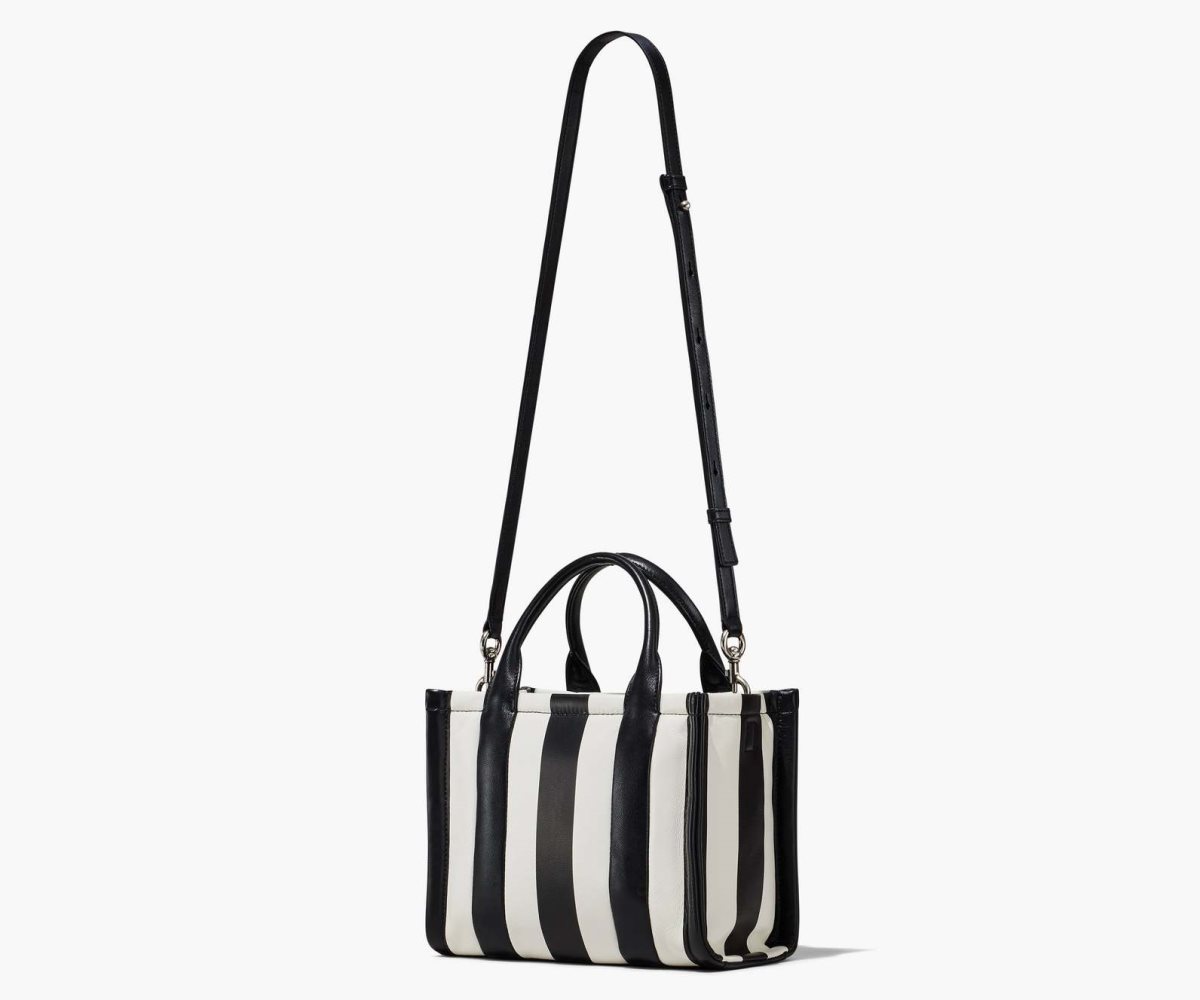 Marc Jacobs Striped Mini Tote Bag Black/White | 7405XTGOC
