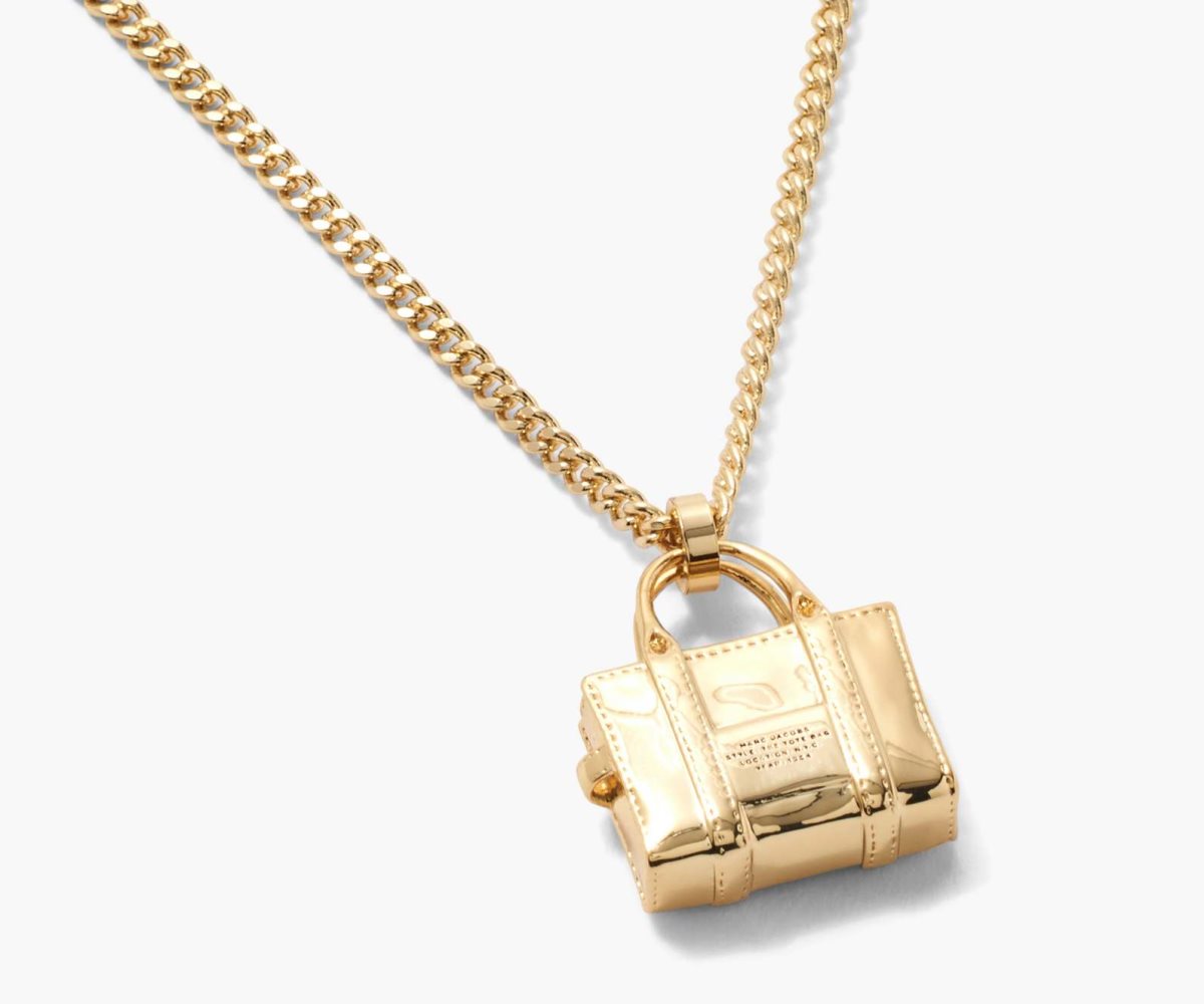 Marc Jacobs Tote Bag Necklace Light Antique Gold | 4963ODGVR