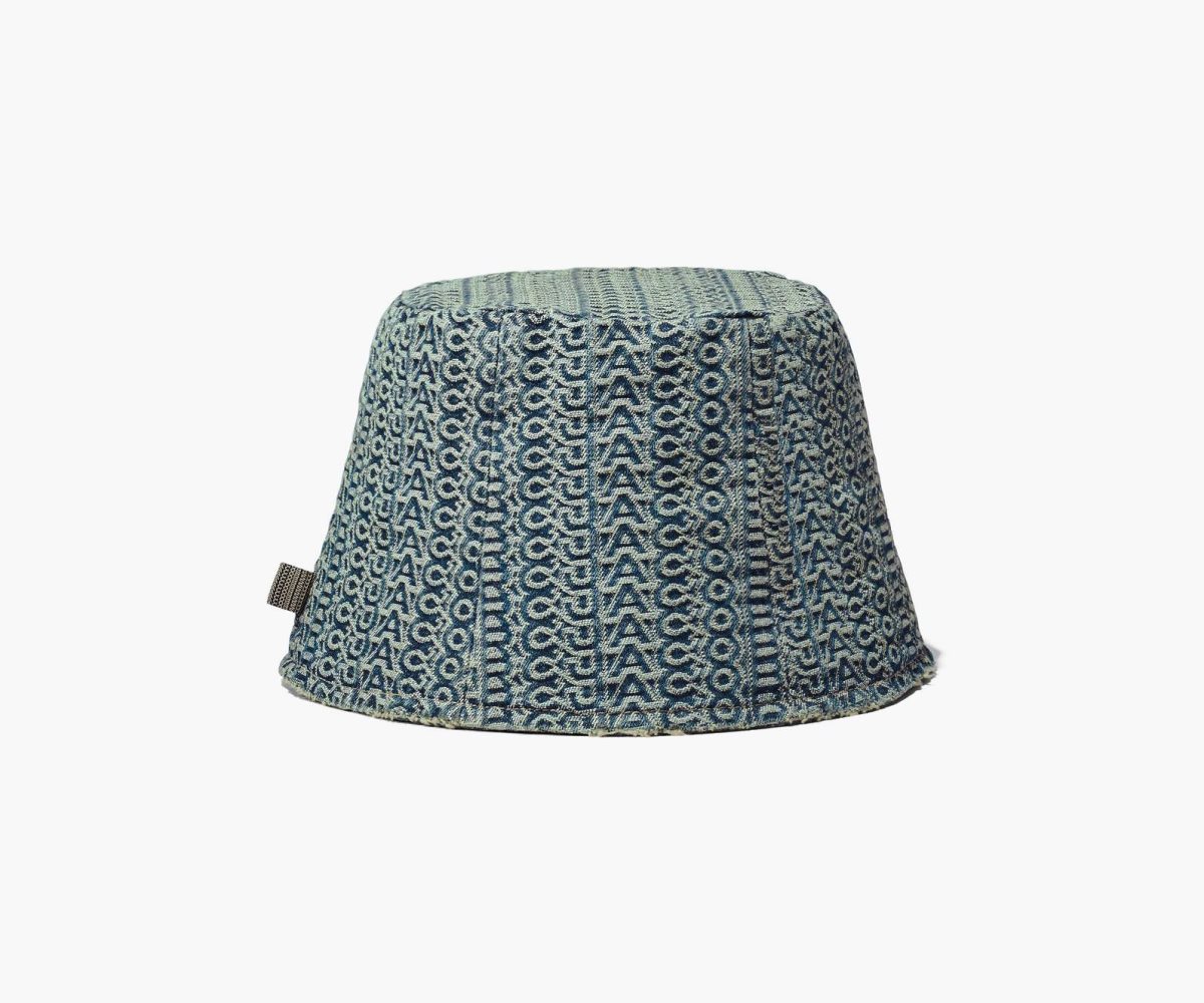 Marc Jacobs Washed Monogram Denim Bucket Hat Sun Faded Denim | 2076NPRZX