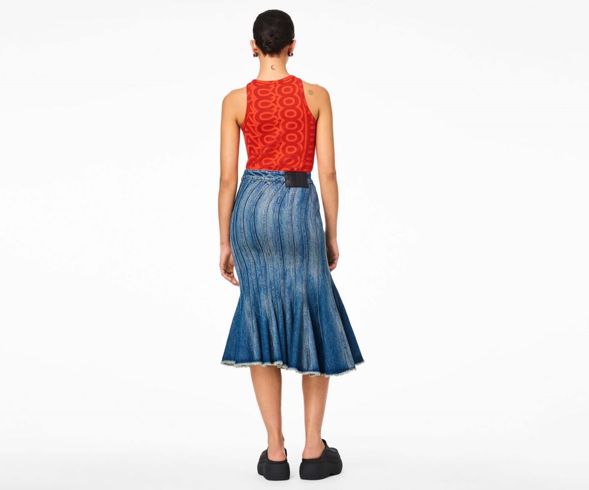 Marc Jacobs Wave Denim Skirt Swell Denim | 9163TWBMQ