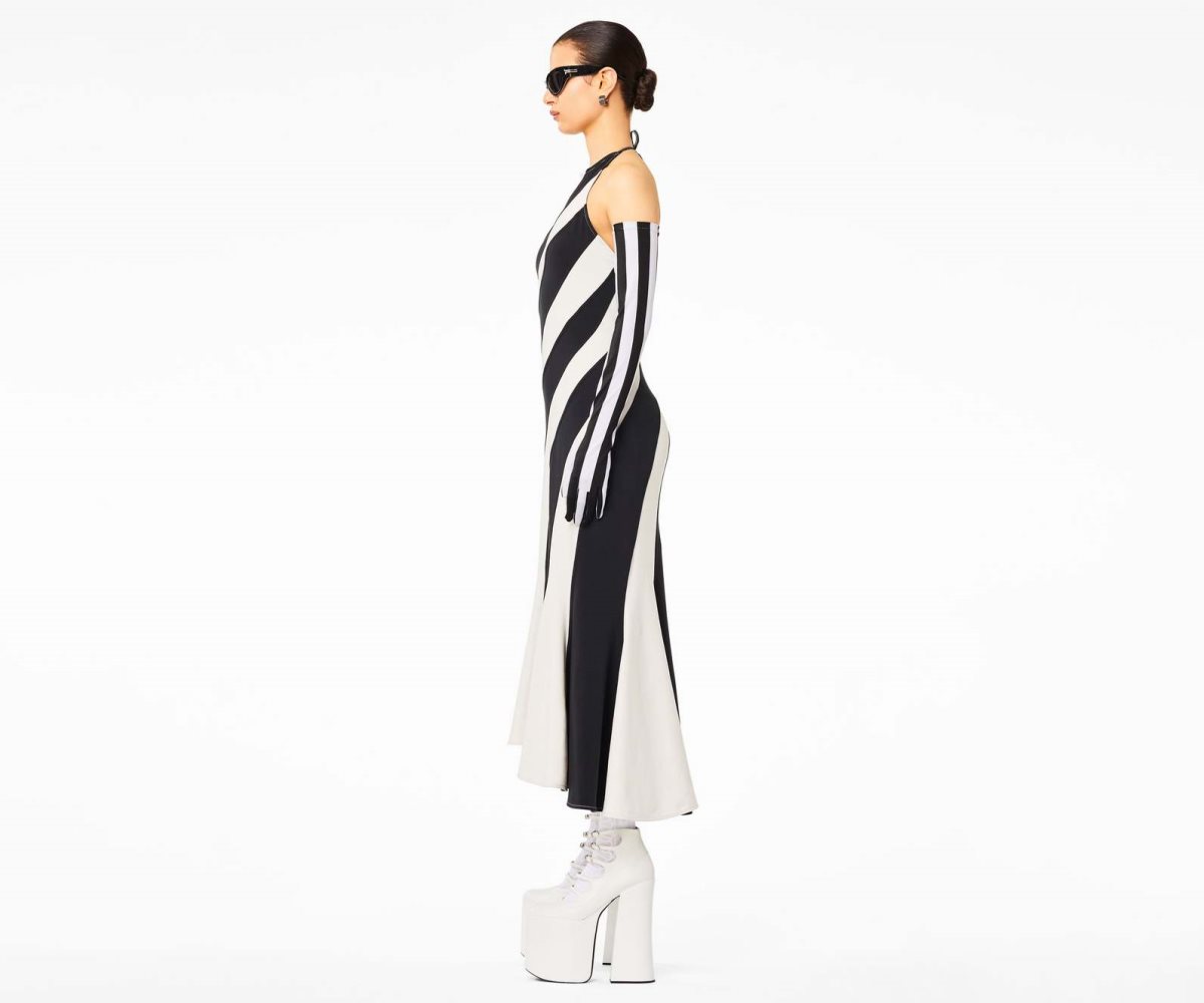 Marc Jacobs Wave Halter Dress Black/Ivory | 0921AJVBG