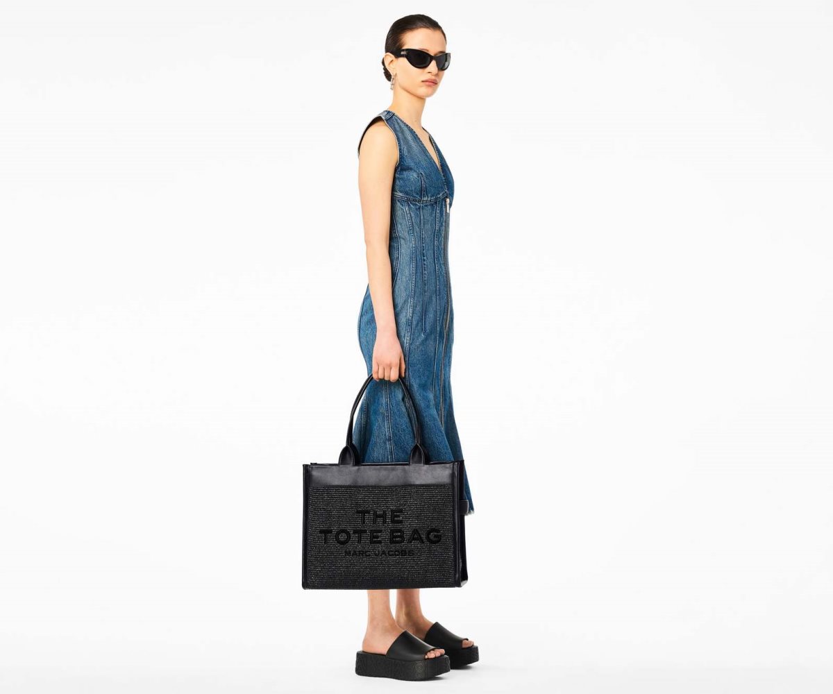 Marc Jacobs Woven DTM Large Tote Bag Black | 9783SVKUD